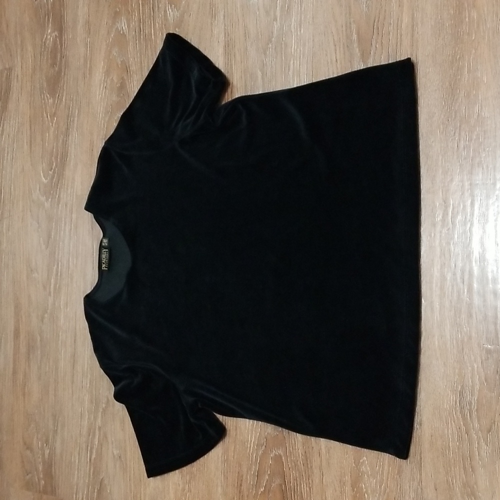 (XL) Picadilly Fashion Black Velvet T-Shirt Comfort Goth Relaxed Fit Classic